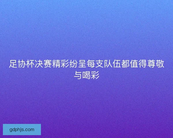 足协杯决赛精彩纷呈每支队伍都值得尊敬与喝彩